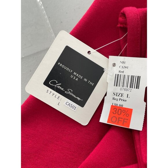 Clara Sunwoo Open Front Cardigan Size Large Long Sleeve Cozy Red Polyester NEW - Picture 6 of 8